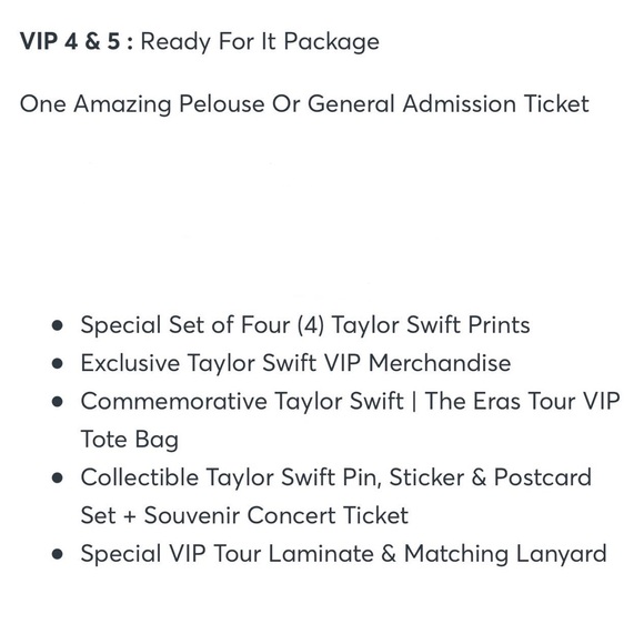 Taylor Swift Eras Tour VIP 4 Ready For It Package - Picture 4 of 4